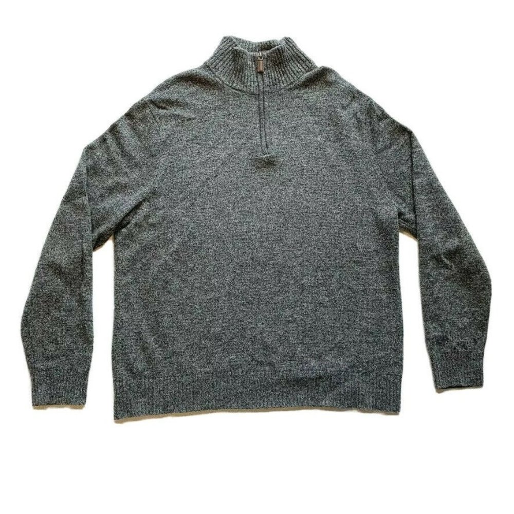 J. Crew Mercantile Lambs Wool Nylon Sweater Men XL Chunky Knit 1/4 Zip Fisherman